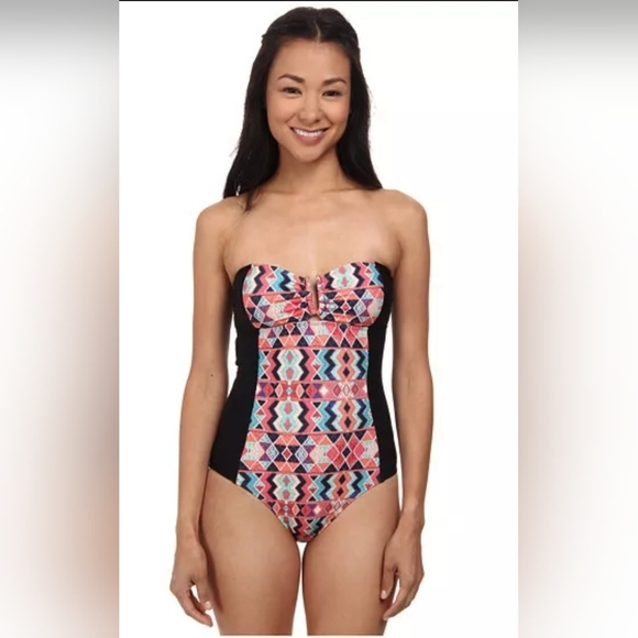 Ella Moss Black Marrakech One Piece Strapless Swimsuit - Picture 1 of 8